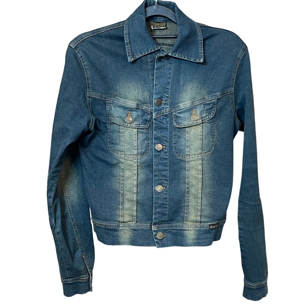Plein Sud Jeans Blue Faded Button Front French Designer Denim Jacket Women 40/8